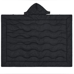 Below Zero Wearable Black Blanket Water Resistant Reverses to Cozy Plush Flannel